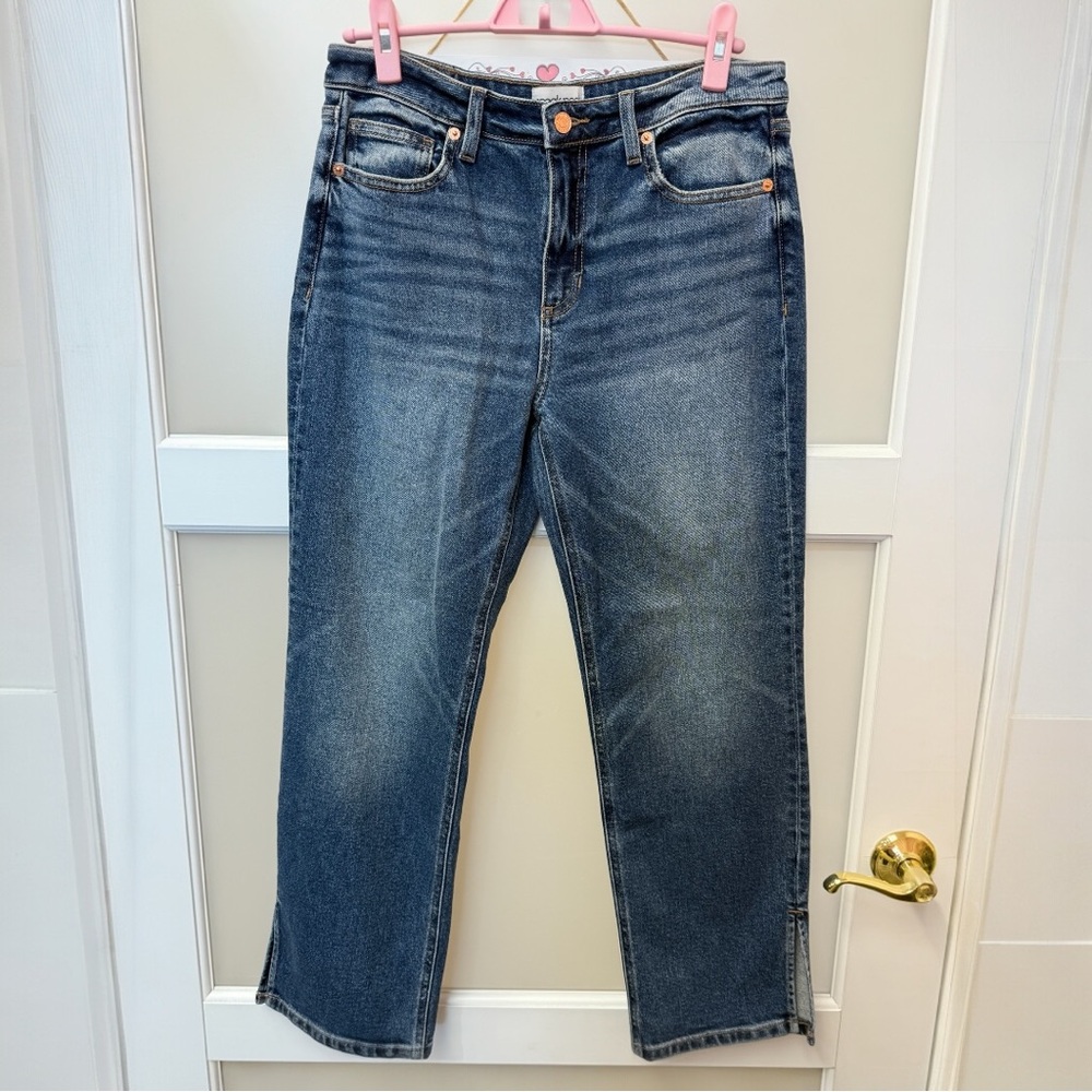 Sneak Peek Vintage Style Mid Rise Straight Leg Jeans – 29” Inseam, Ankle Slit